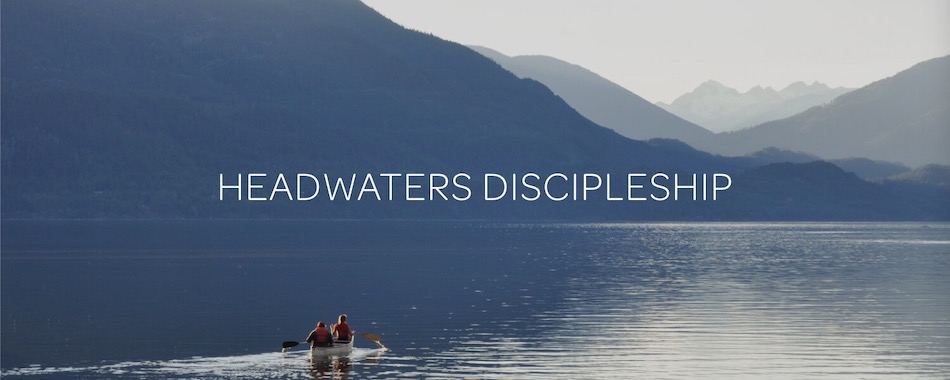 Headwaters Discipleship banner - canoeing on Kootenay Lake
